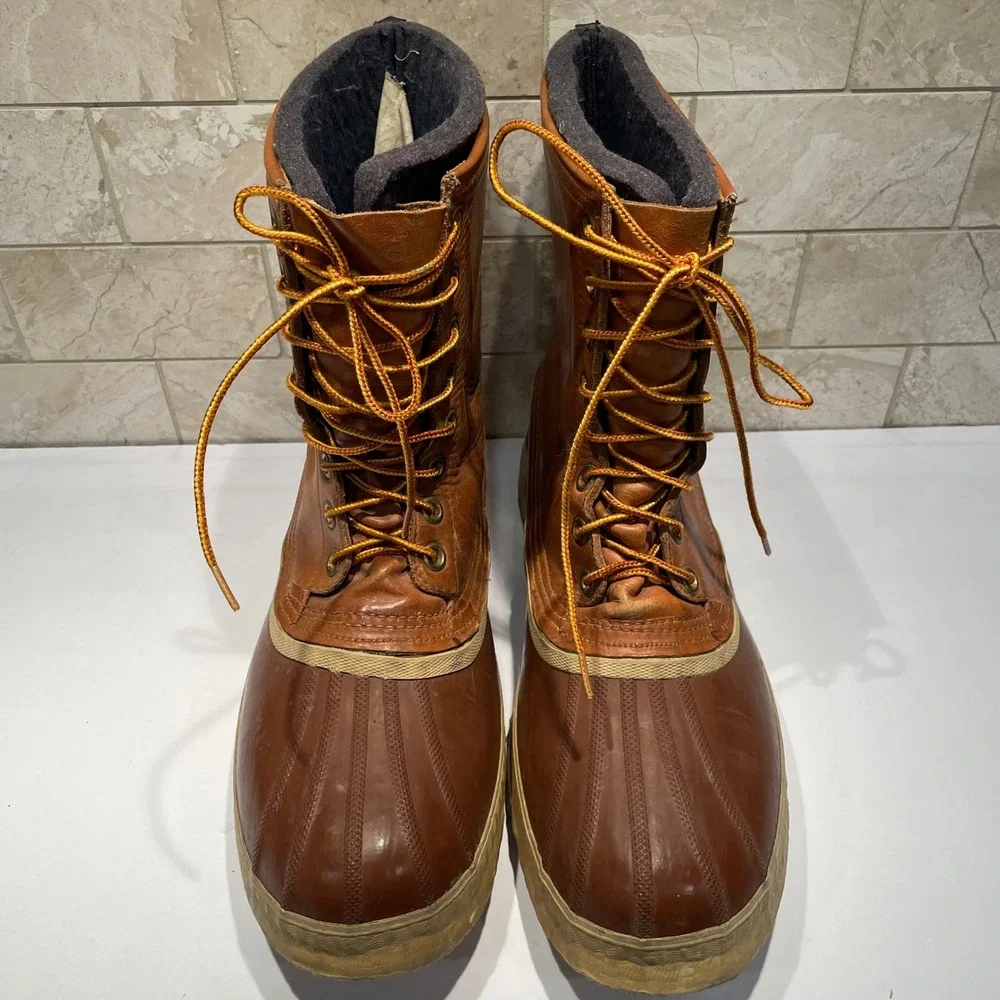 Vintage‎ Sorel Cheyenne Rawhide Leather Duck Boots Mens 13 Brown Made in Canada